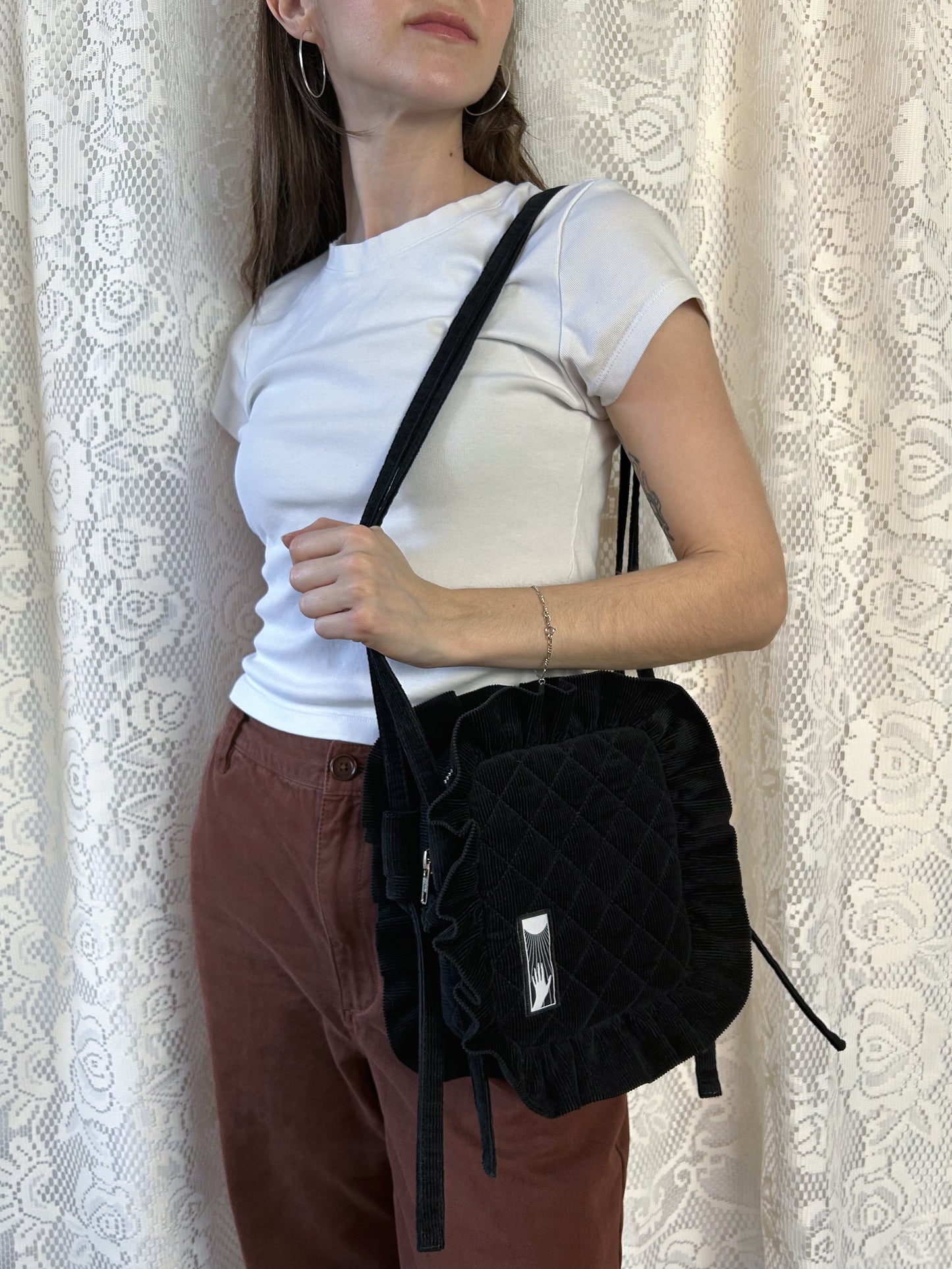 The Ruffle Bag - Black Corduroy *Prototype*