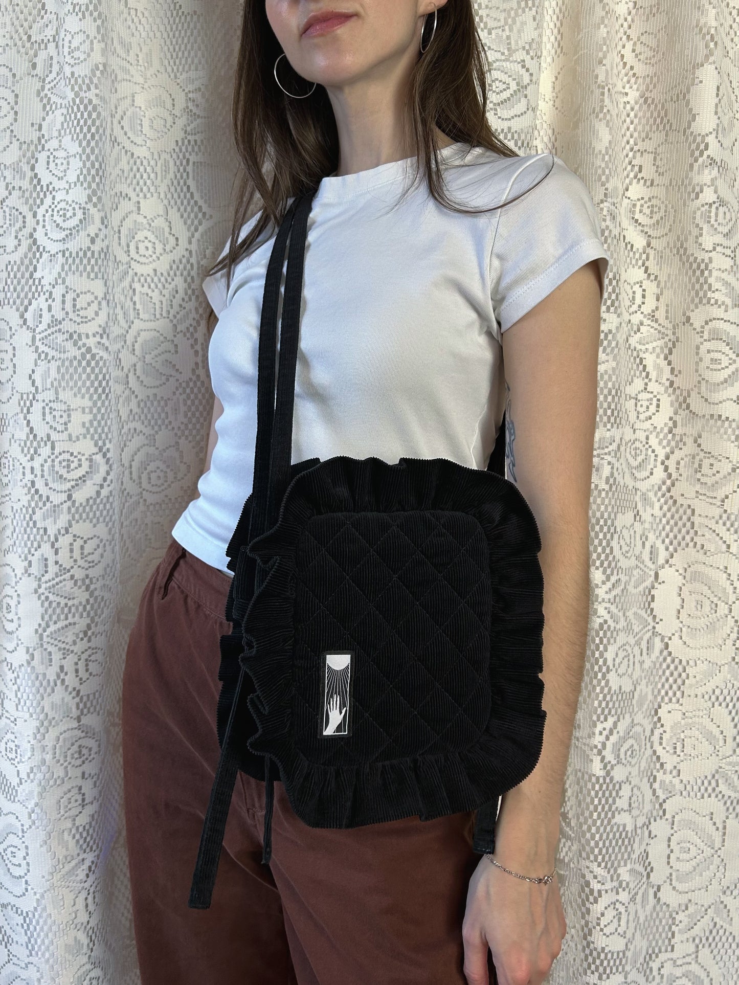The Ruffle Bag - Black Corduroy *Prototype*