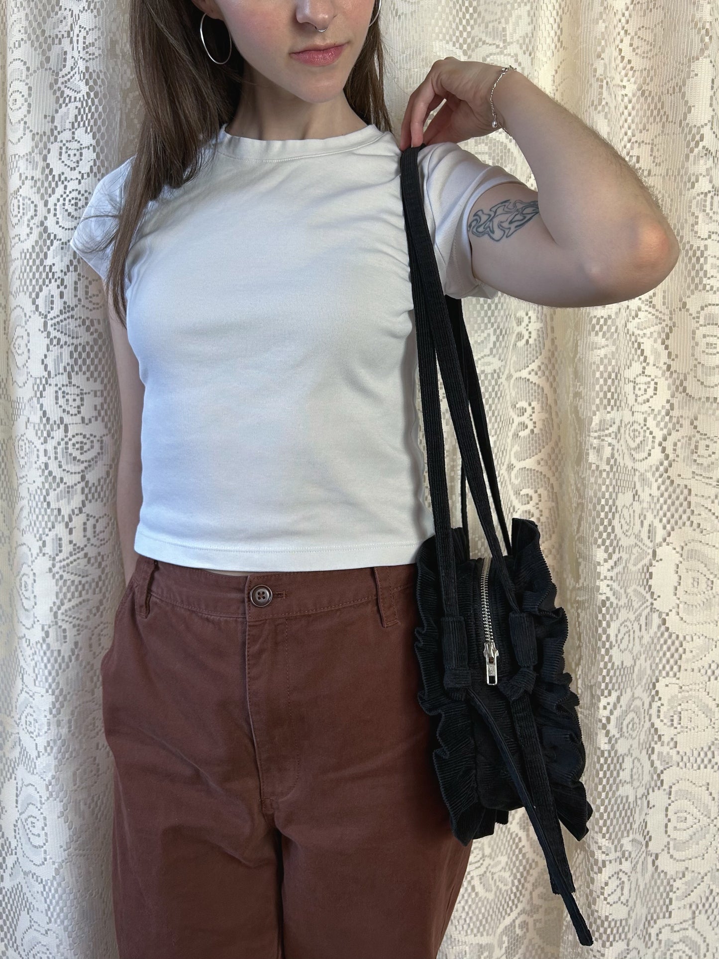 The Ruffle Bag - Black Corduroy *Prototype*