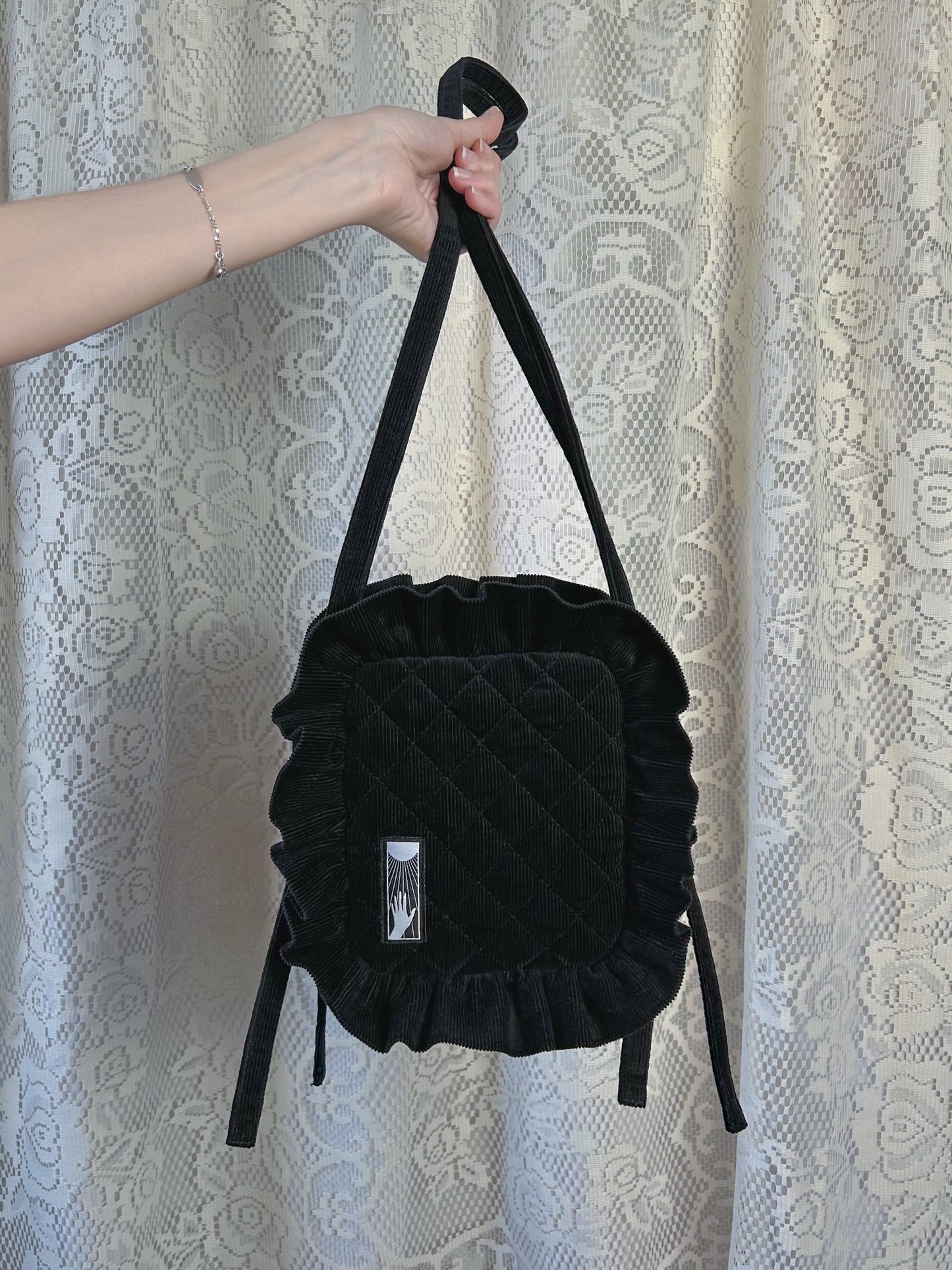 The Ruffle Bag - Black Corduroy *Prototype*