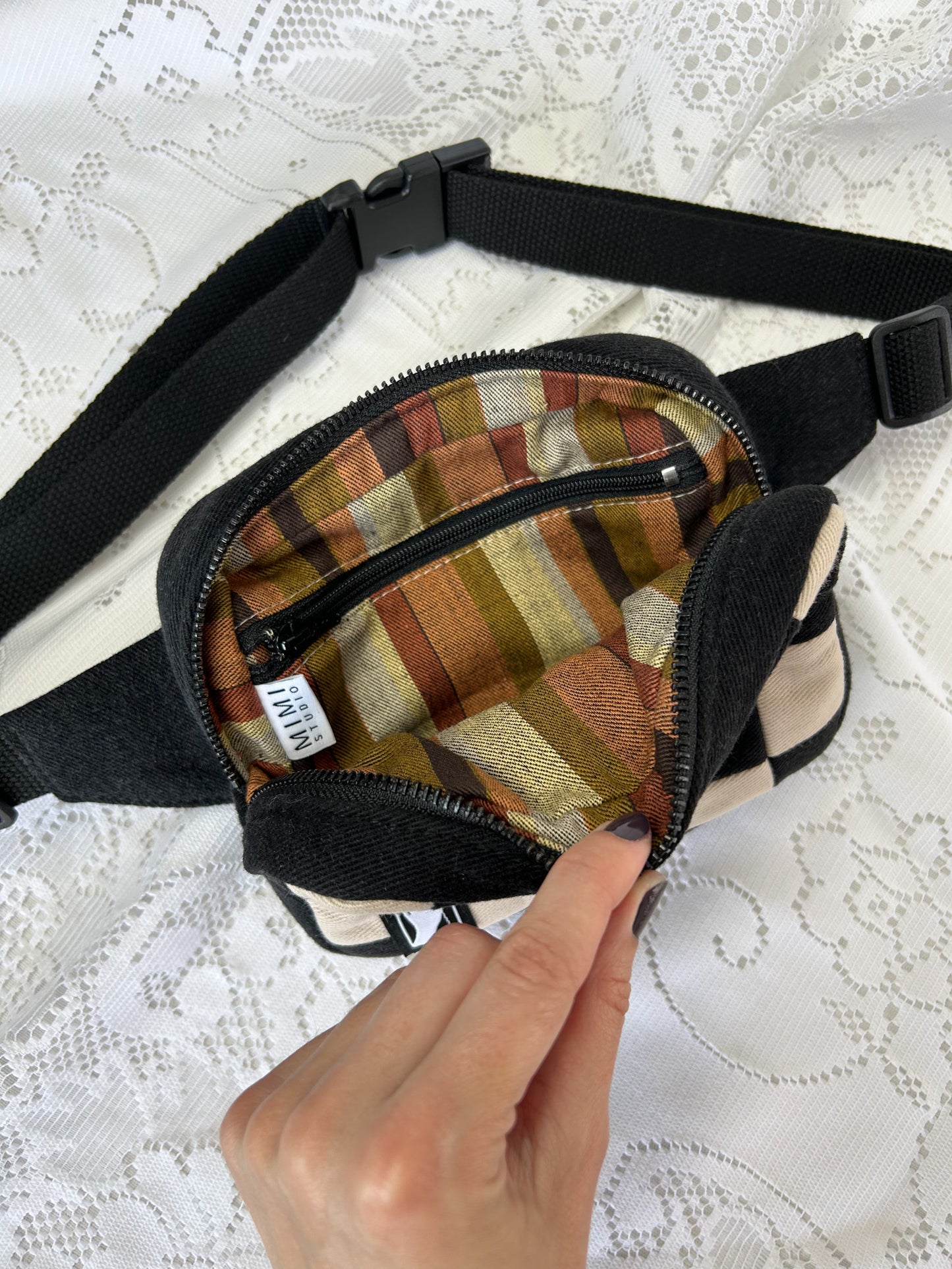 The Essentials Bag - Black and Ivory Patchwork