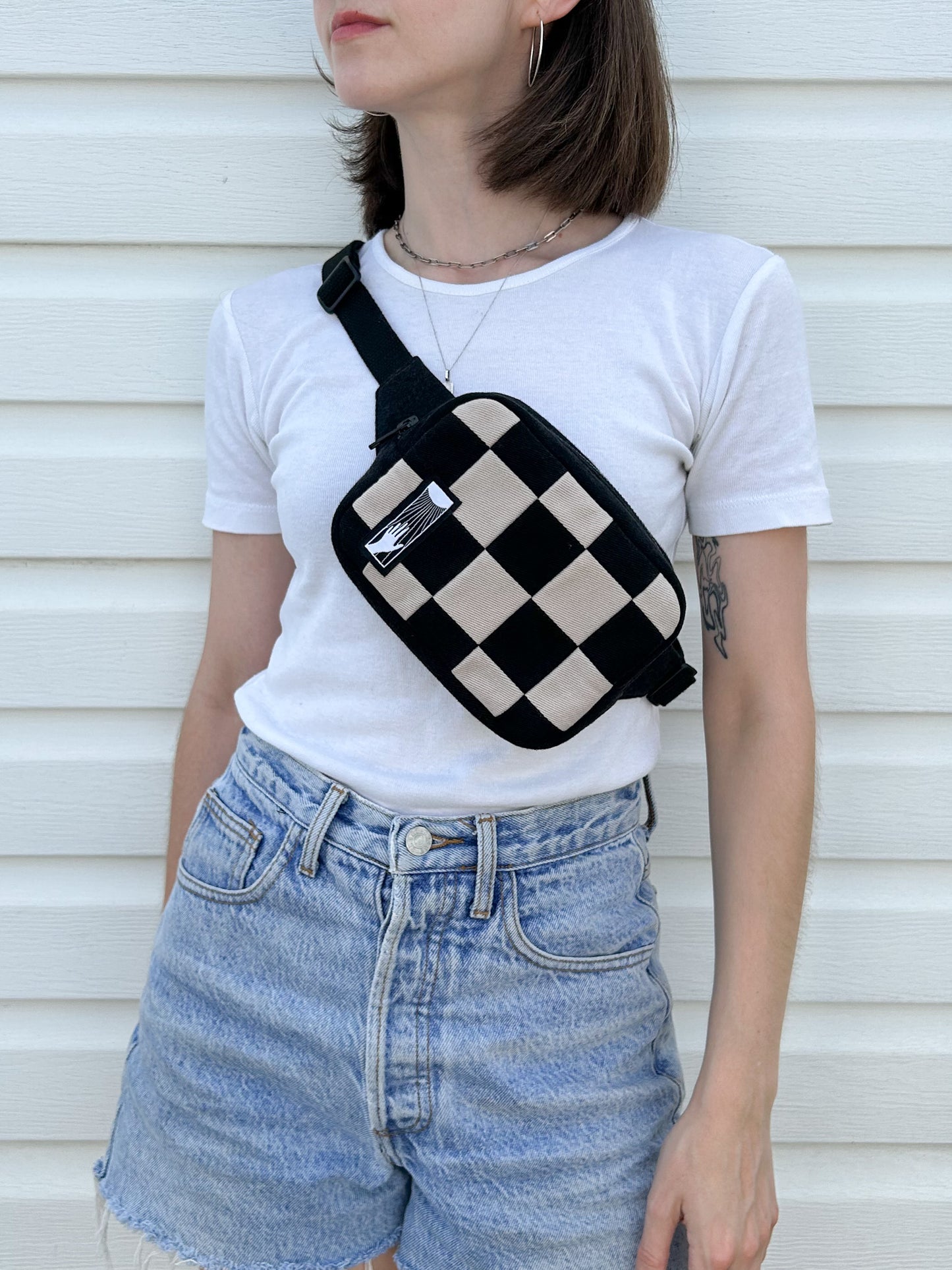 The Essentials Bag - Black and Ivory Patchwork