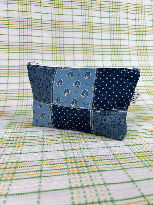 Quilted Patchwork Zip Pouch - Baby Blue