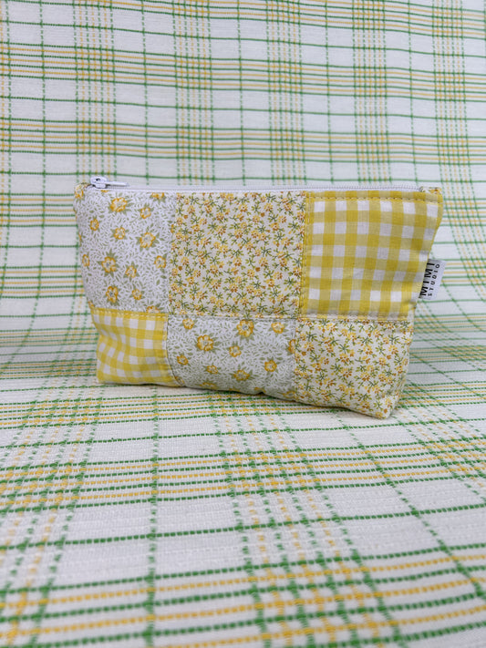 Quilted Patchwork Zip Pouch - Lemon